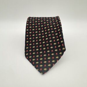 Tino Cosma 100% Silk Italian Necktie Navy With Small Oval Gold & Red Design